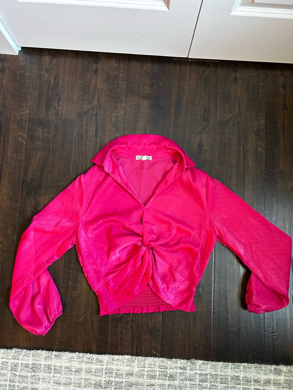 Women’s Hot Pink Knot-Front Top